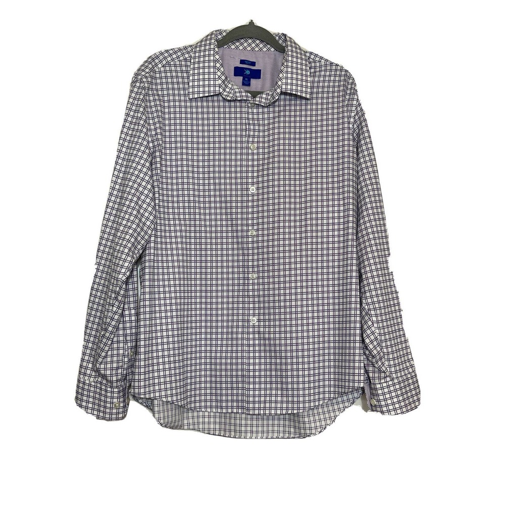 EGARA Men’s XL Shirt Purple Plaid Long Sleeves
